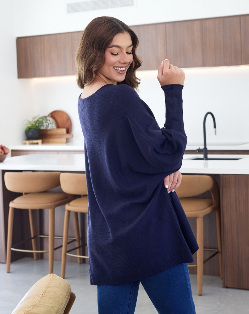 Amy-V-Neck-Knit-Navy-Ribbed-Sleeves