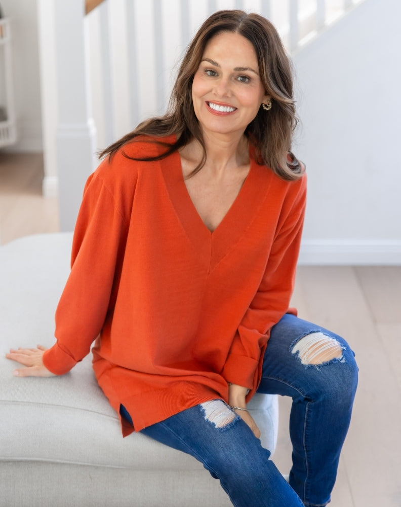 Angel-Knit-Rust-V-Neck