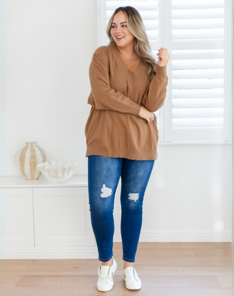 Angel-V-Neck-Knit-Beige-Sleeves