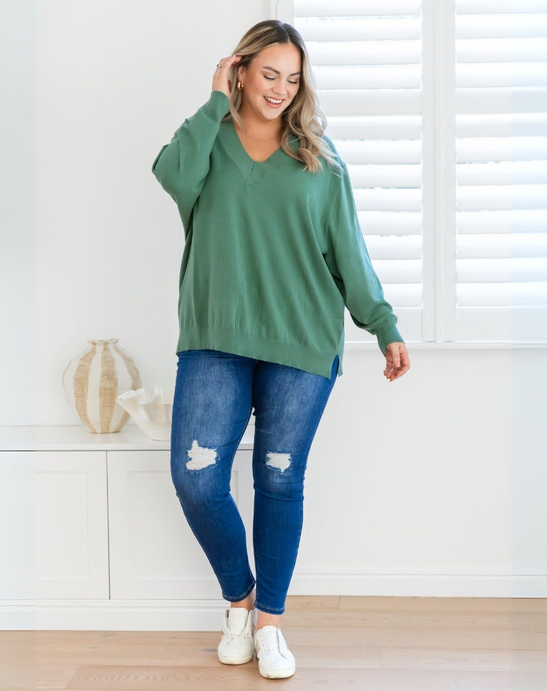 Angel-V-Neck-Knit-Sage-Front