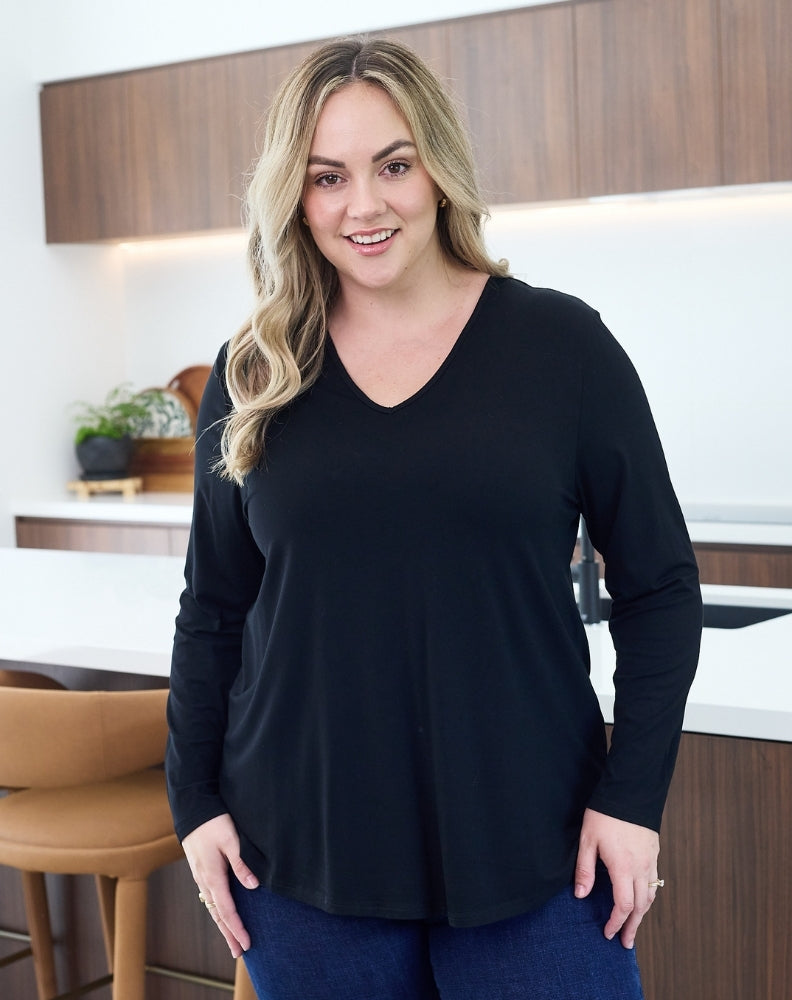 Black-Laney-V-Neck-Tee-Front