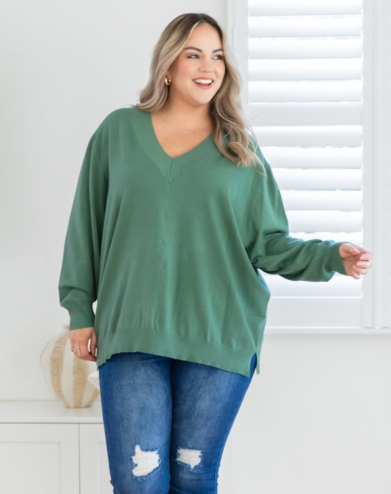 Freez-Angel-V-Neck-Knit-Sage