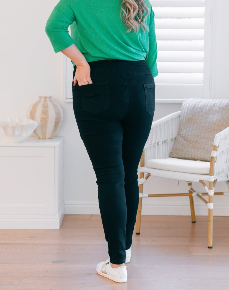 Freez-Black-Slip-On-Jeans-Back