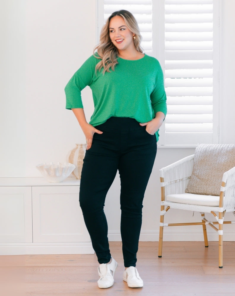 Freez-Black-Slip-On-Jeans-Front