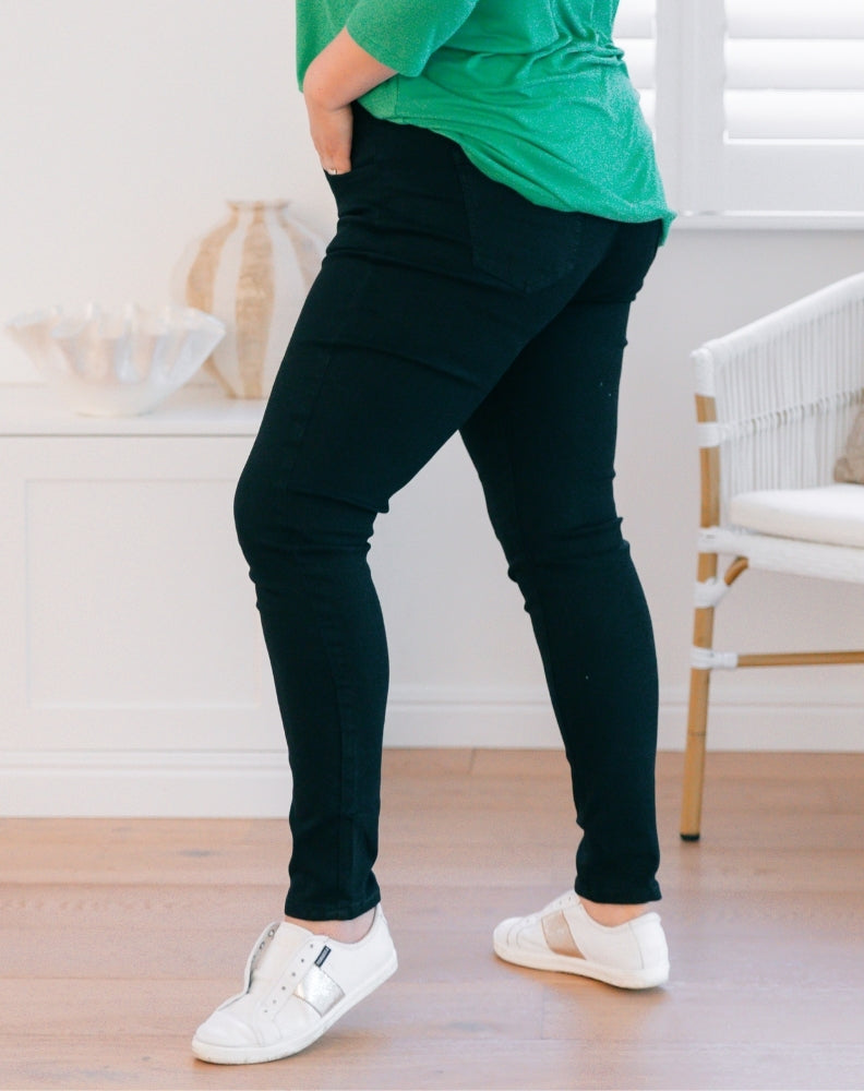 Freez-Black-Slip-On-Jeans-Length