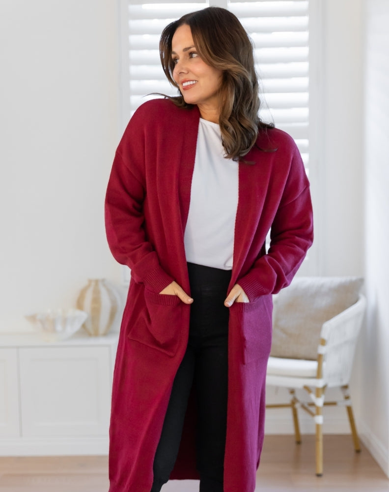 Freez-Calie-Knit-Cardi-Wine-Pockets