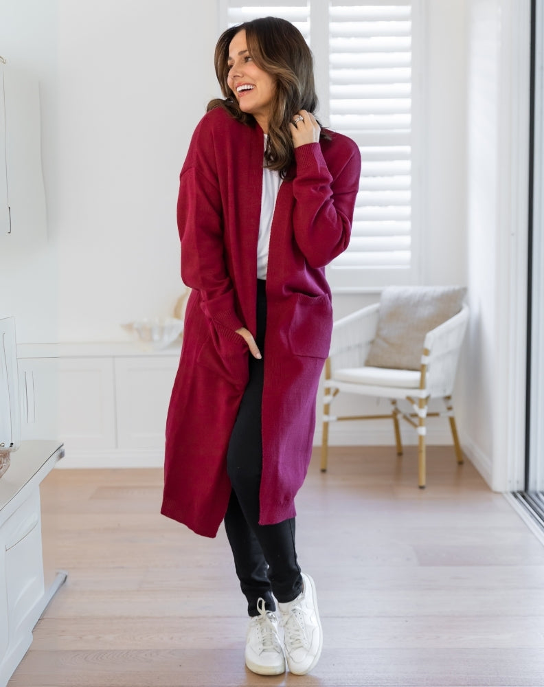 Freez-Calie-Knit-Cardi-Wine