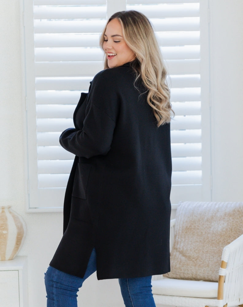 Freez-Chloe-Knit-Coatigan-Black-Side