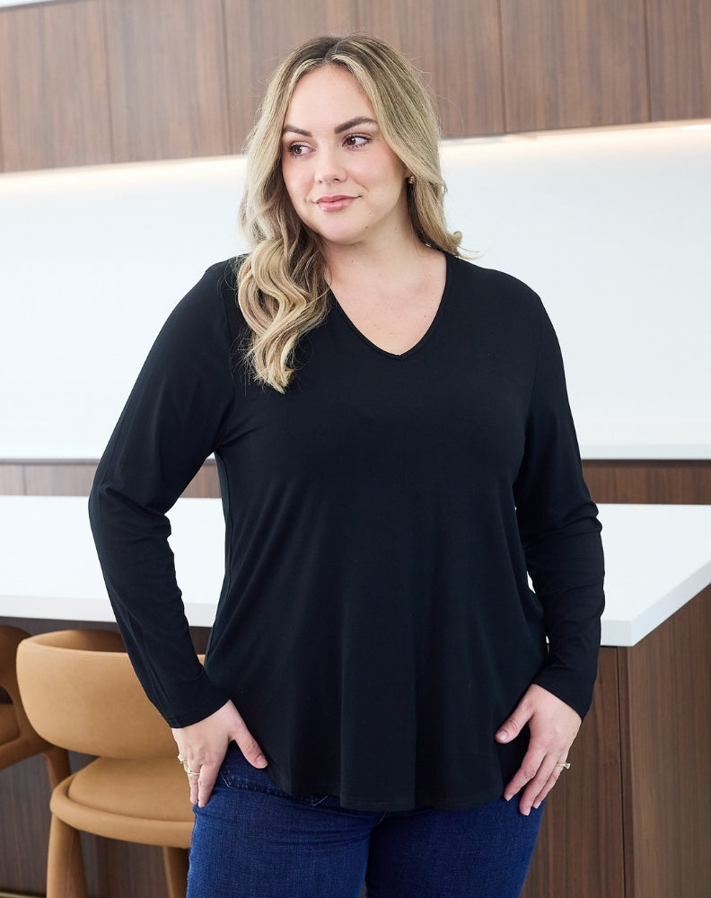 Laney-V-Neck-Tee-Black-Front