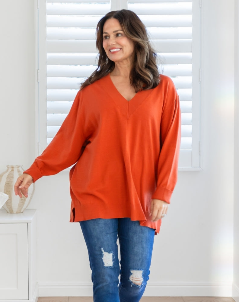 Rust-Angel-V-Neck-Knit