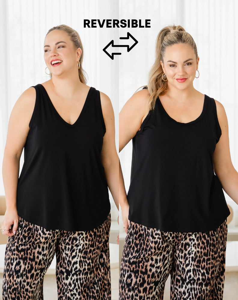 Elena Two-Way Neckline Tank – Black – Freez Clothing