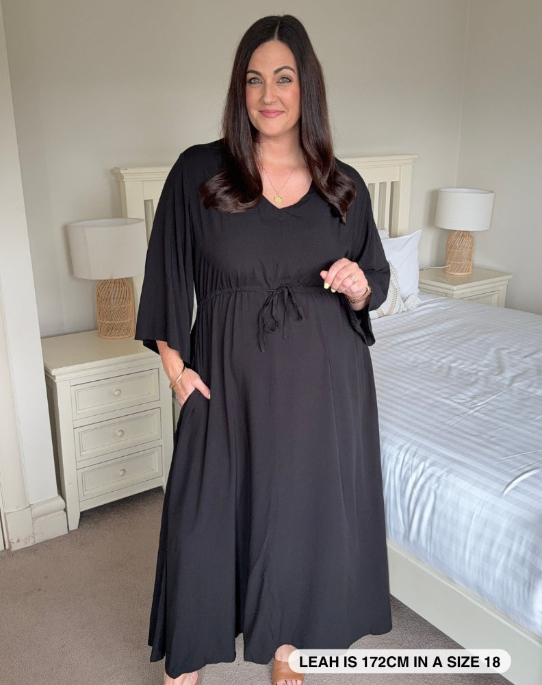 Zoe Dress With Pockets - Black – Freez Clothing