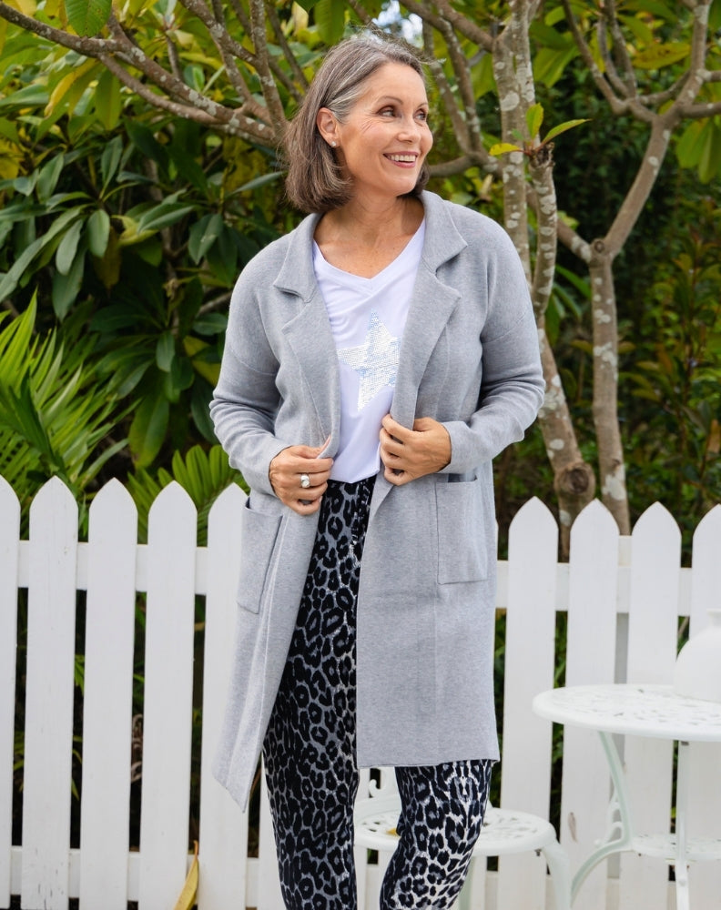 ジャケット・アウター Dumbo gather cardigan - gray / S Chloe Knit Coatigan Grey – Freez Clothing
