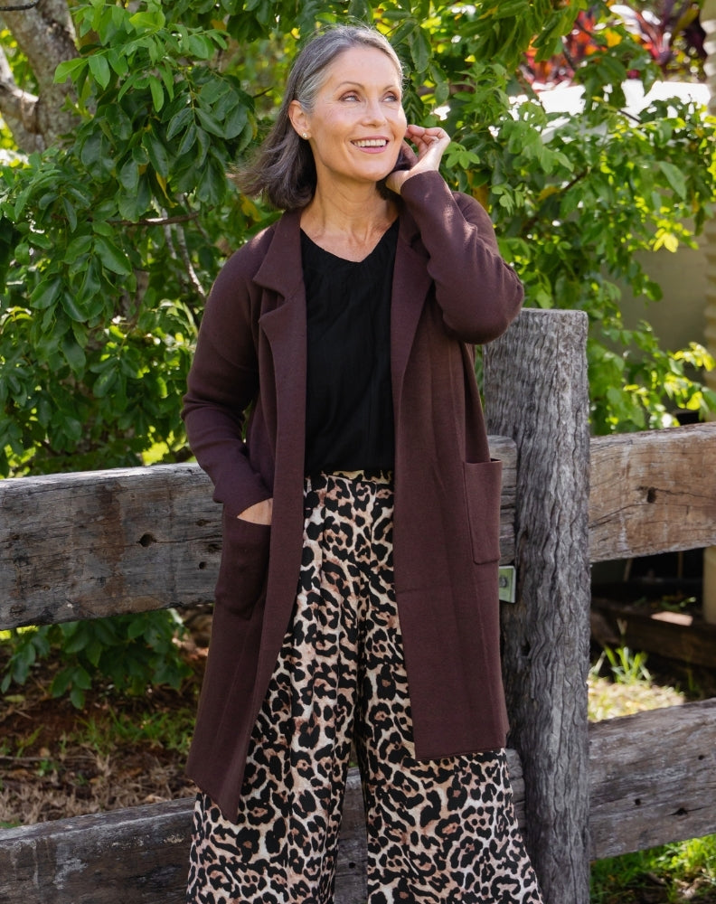 Chloe Knit Coatigan Chocolate – Freez Clothing