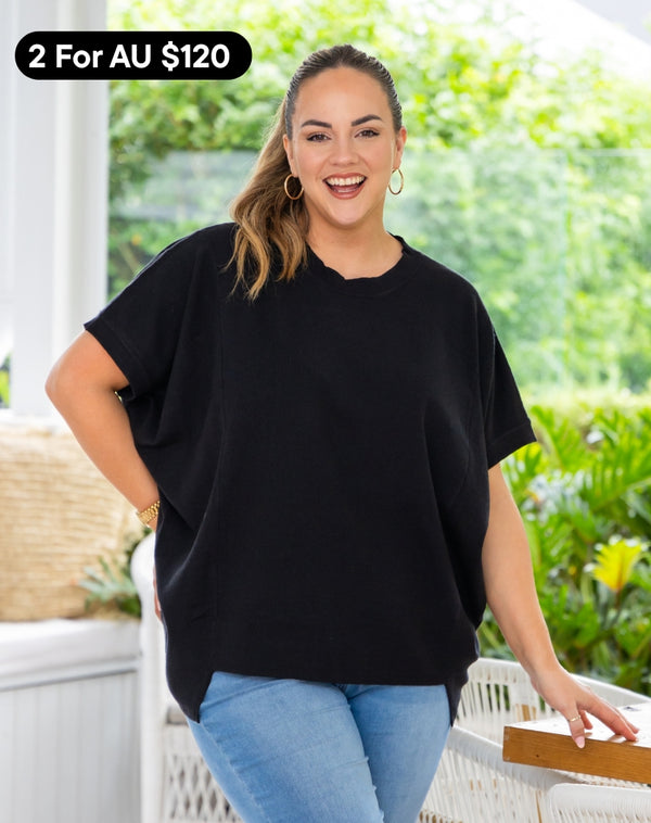 Poncho Knit - Black