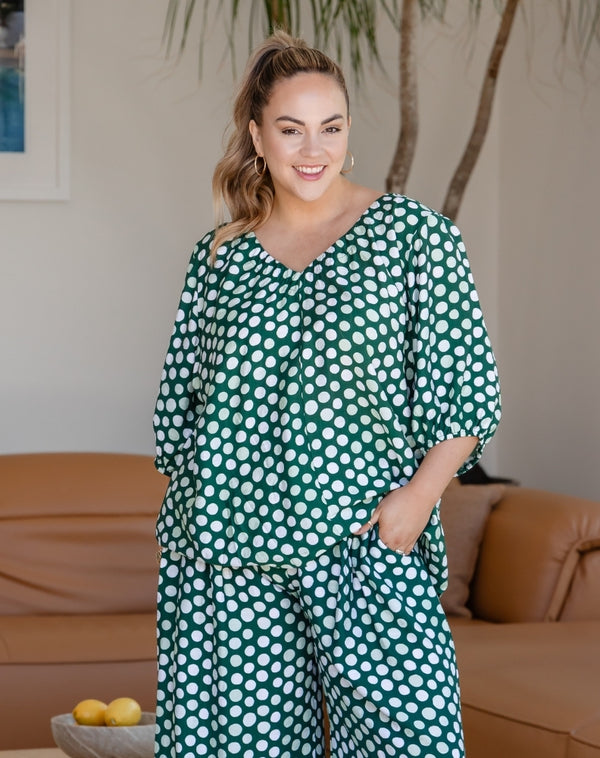 Lucy Top - Olive Spot
