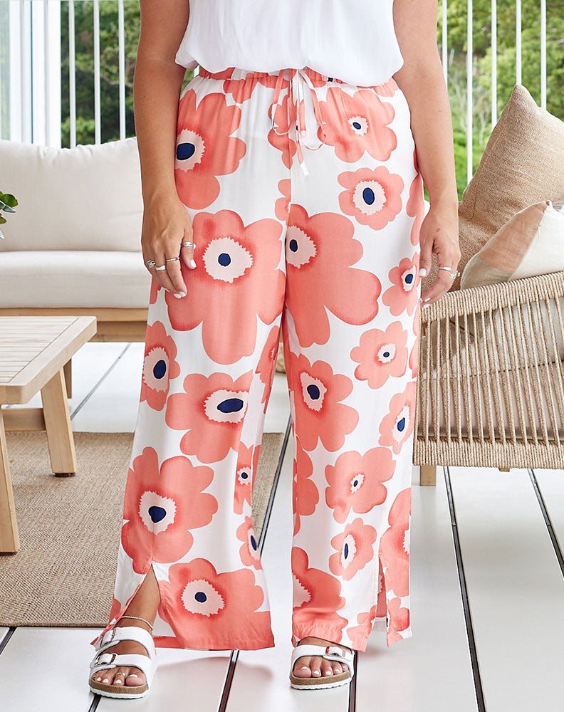 Olivia Pant - Peach/Floral – Freez Clothing
