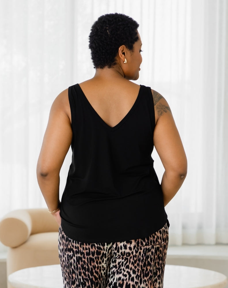Elena Two-Way Neckline Tank – Black – Freez Clothing