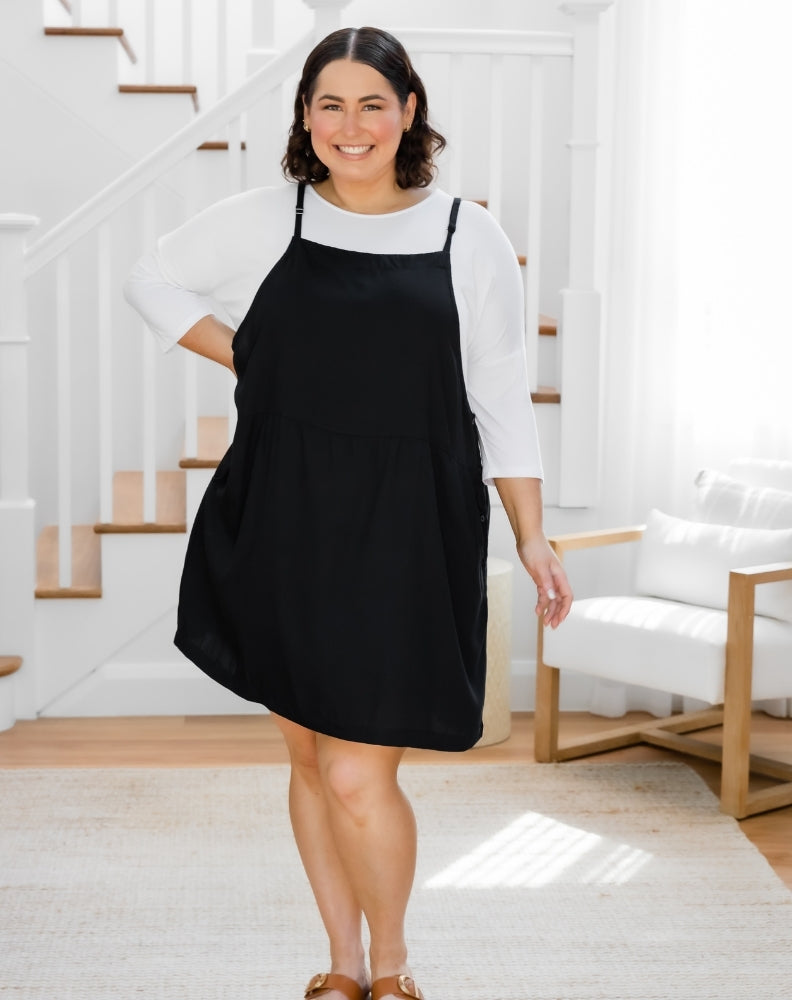 black apron dress Rayon Pinafore -Black GOOGLE CATEGORY NAME:Dresses front placket finished with Stacy Adams Neville 25224-008 Color:Hat Trick