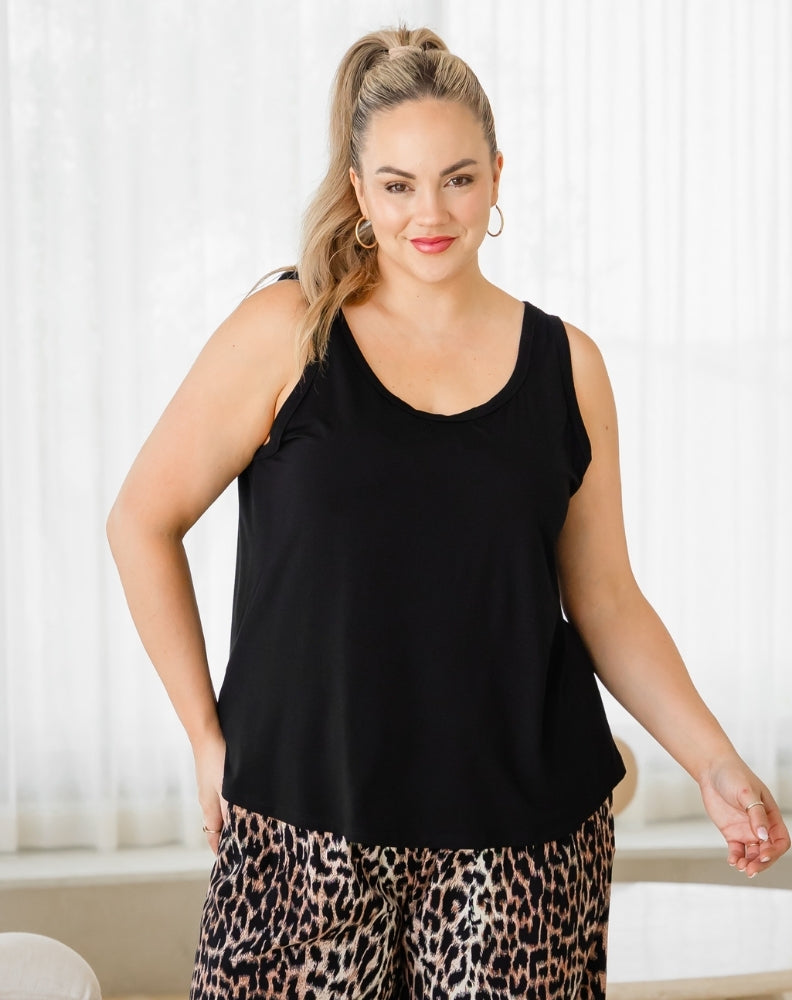 Elena Two-Way Neckline Tank – Black – Freez Clothing
