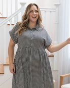 Freez_Elsie_Dress_Black_Gingham_Rolled_Sleeve