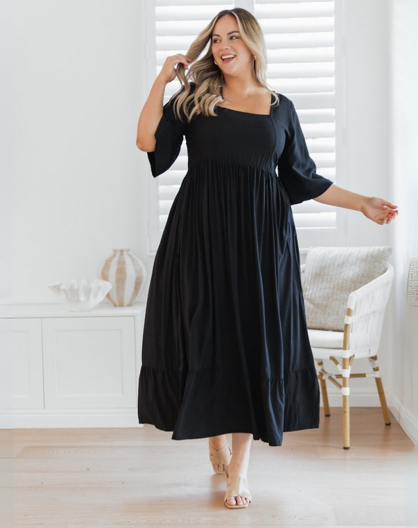 Z SUPPLY: KALANI TIE DRESS- TRUE BLACK