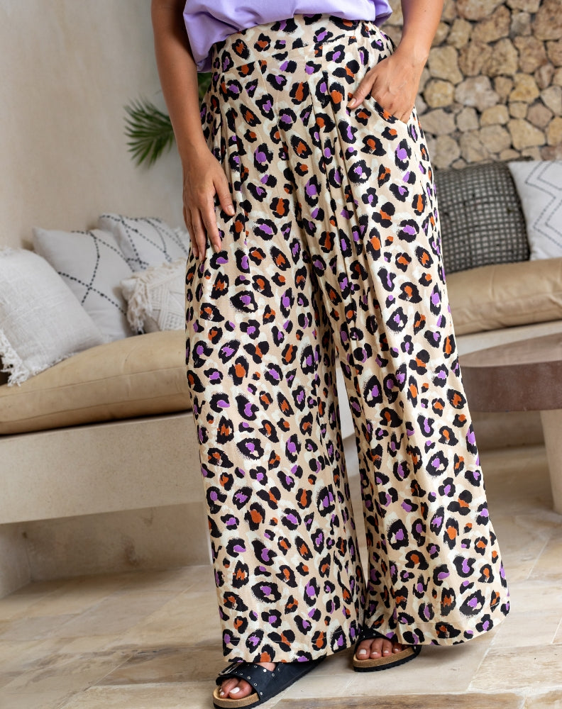 Bonnie Pant - Purple Leopard – Freez Clothing