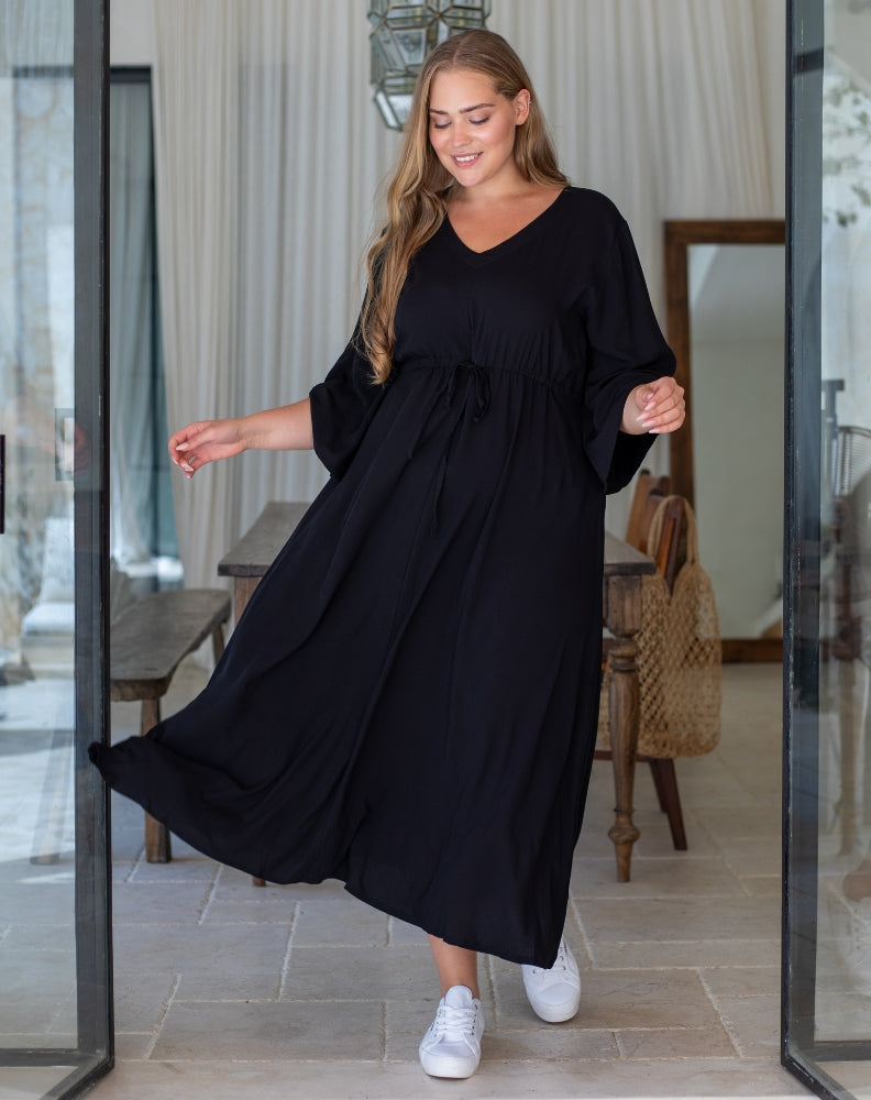 Zoe Dress With Pockets - Black – Freez Clothing