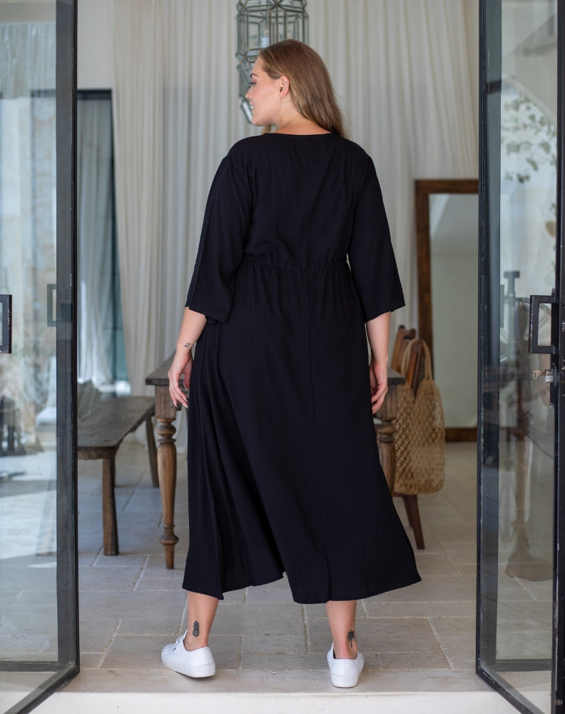 Zoe Dress With Pockets - Black – Freez Clothing